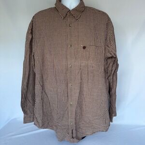 Timberland Mens Brown Gingham Check Long Sleeve Button Down Shirt XL